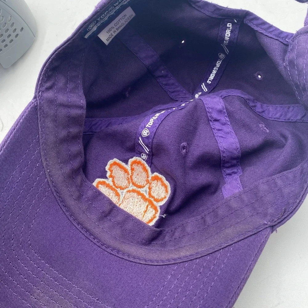 Clemson Tigers Hat Paw‎ Purple Cotton Clean Up Strapback Top Of World Slouch Dad